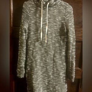 Fabletics Yukon Hooded Lined Textured Sweater Dress Black And White Size Small